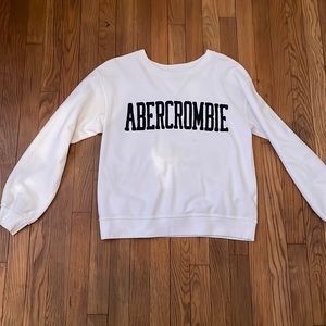 Women’s White Abercrombie Crewneck. Size Medium